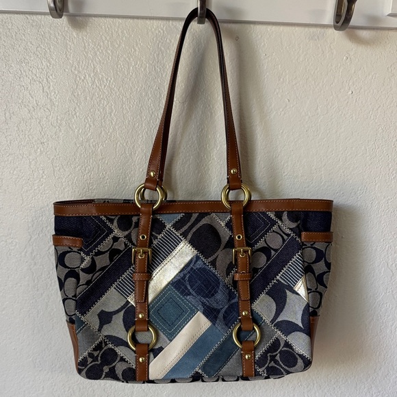 Coach‎ Denim Patchwork Tote - Picture 1 of 10